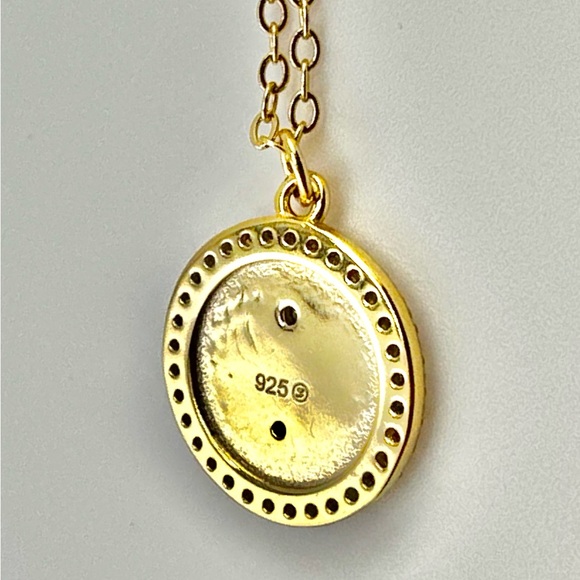 18K Gold Plated over 925 Sterling Silver Ying Yang Necklace - Picture 4 of 7